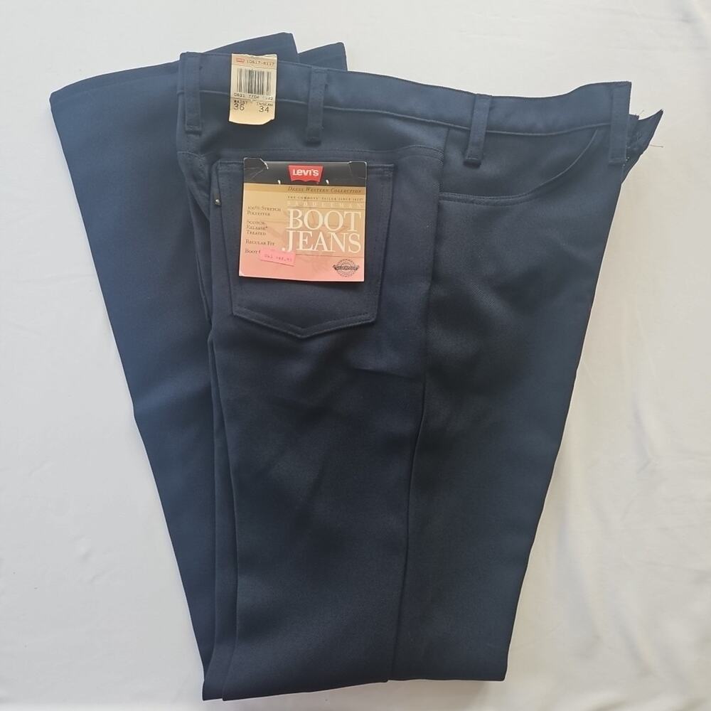 Vintage NOS 80’s Levi's 517 Saddleman Boot‎ Cut Sta Prest Jeans Blue 36x34 NEW
